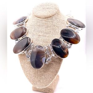 Dark Brown Montana Agate Crystal Necklace
